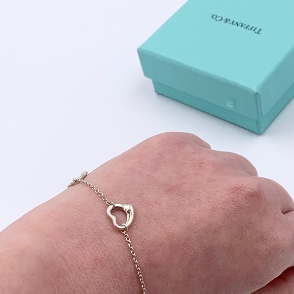 Authentic Tiffany & Co 925 Silver Elsa Peretti 5 Open Hearts Bracelet - Picture 7 of 9